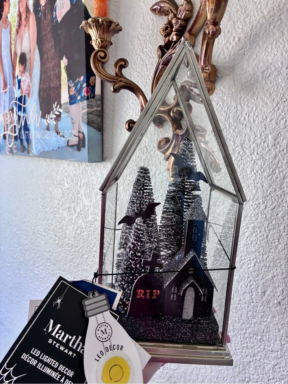 Martha Stewart Blue & Silver LED Haunted House Lantern Accent